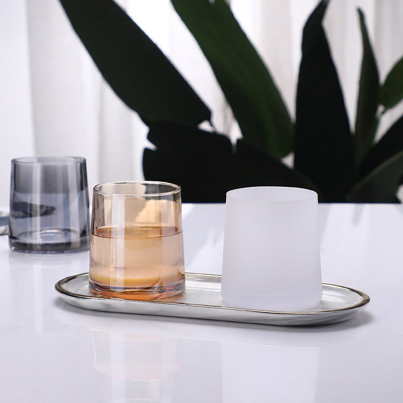 Nordic Glass Mouthwash Cup Set | Hotel Bathroom Toothbrush Tumbler | Modern Glass Rinse Cup for Couples & Home Use